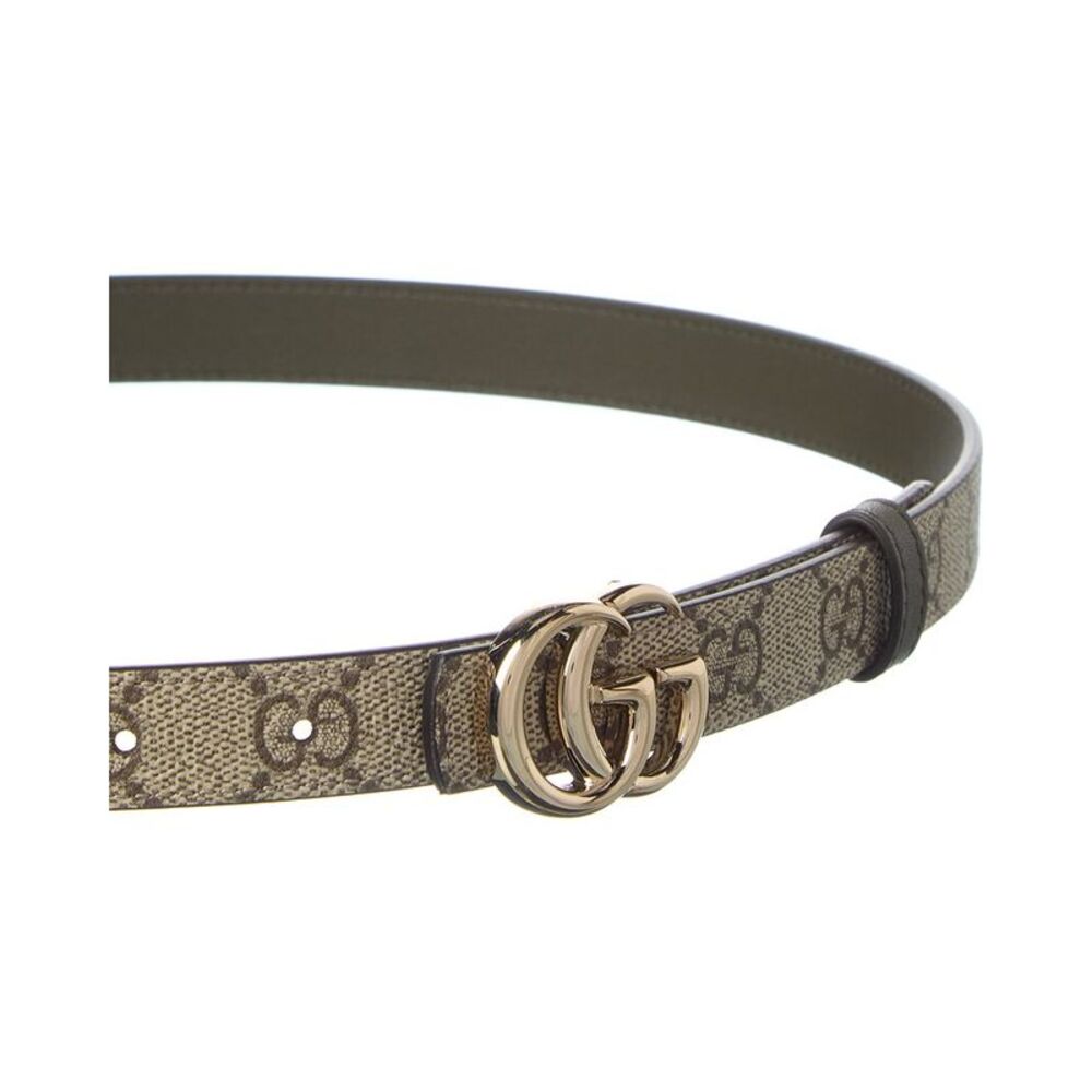 Gucci Gg Marmont Thin Reversible Gg Supreme Canvas & Leather Belt - Picture 2 of 3